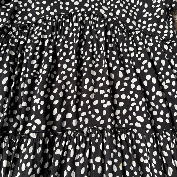 Altar'd State Black & White Rayon Spotted Tier Babydoll Mini Dress Women's Large - Picture 5 of 10